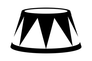 Black and white circus podium icon with striped pattern. Clipart image isolated on background.