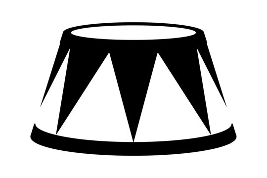 Black and white circus podium icon with striped pattern. Clipart image isolated on background.