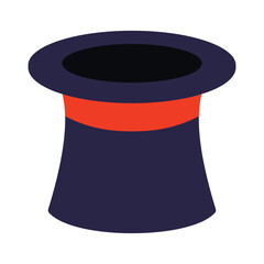 Illustration of classic magician top hat with red band. Clipart image isolated on background.