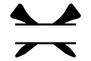 Black golf tee split monogram icon with crossed design. Clipart image isolated on background.