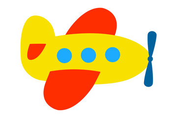 Colorful cartoon style toy airplane illustration. Clipart image isolated on background.