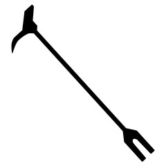 Black silhouette of Halligan bar versatile firefighting tool icon. Clipart image isolated on background.