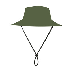 Green tourist hat with chin strap icon isolated on white background. Clipart image isolated on background.