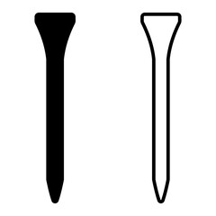 Black and white vector illustration of golf tees. Clipart image isolated on background.
