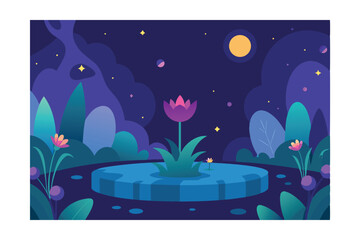 Naklejka premium Enchanted Night Garden A Serene Floral Illustration