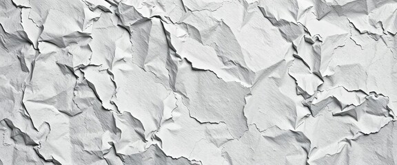 Creased, crumpled black and white paper texture; old, grunge, ripped, torn vintage collage background,  scratched,  poster