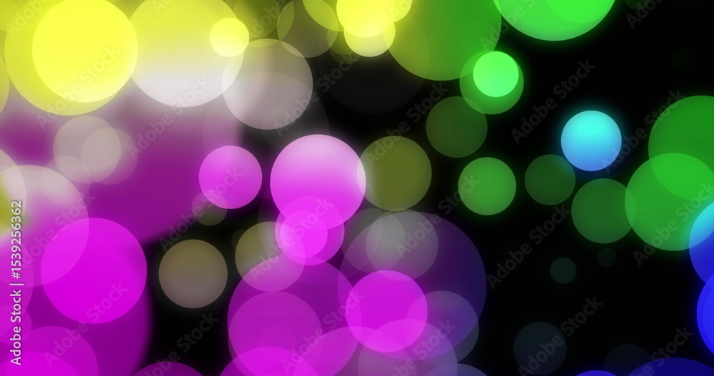 Wall mural displaying abstract pattern glowing on dark digital canvas, with colorful blurred light circles