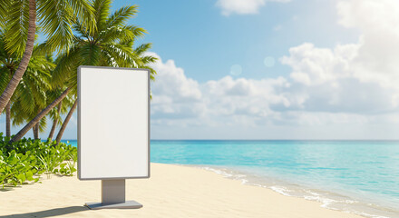 Tropical beach paradise summer vacation mockup display.