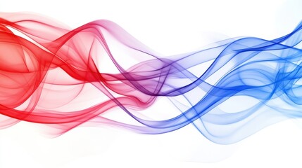 Naklejka premium Abstract flowing ribbons of red and blue intertwining on a white background creating a dynamic design