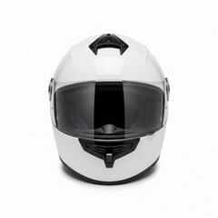 Fototapeta premium White motorcycle helmet isolated on white background. 3D illustration