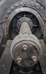 detail of a historic industrial compressor machine