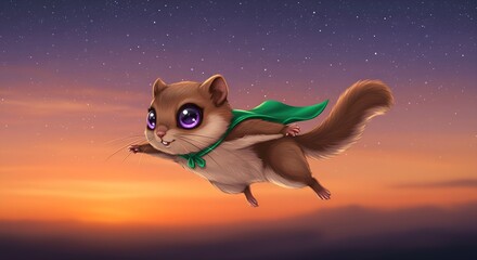 Adorable Super Squirrel Soars Through the Twilight Sky
