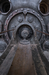 detail of a historic industrial compressor machine