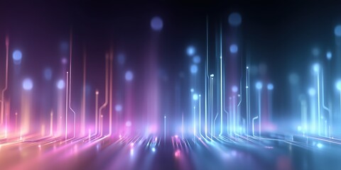 Soft Neon Glow Circuit Background with Blue and Purple Gradient

