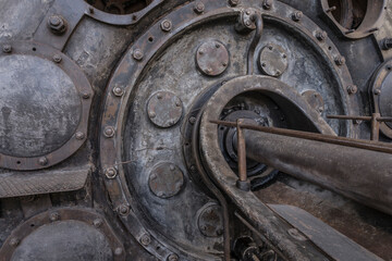 detail of a historic industrial compressor machine