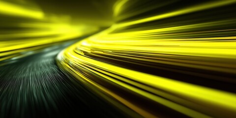 Dynamic Neon Yellow Light Streaks with Motion Blur on Dark Background

