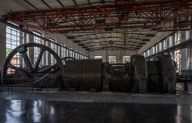detail of a historic industrial compressor machine