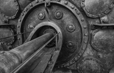 detail of a historic industrial compressor machine