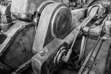 detail of a historic industrial compressor machine