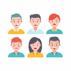 Fototapeta premium A vector icon set of various human emotions, each shown with simple expressive faces in a modern clean layout.