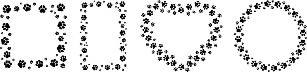 Set of  Paw Print frame  Design – Dog and Cat Emblem Graphic

