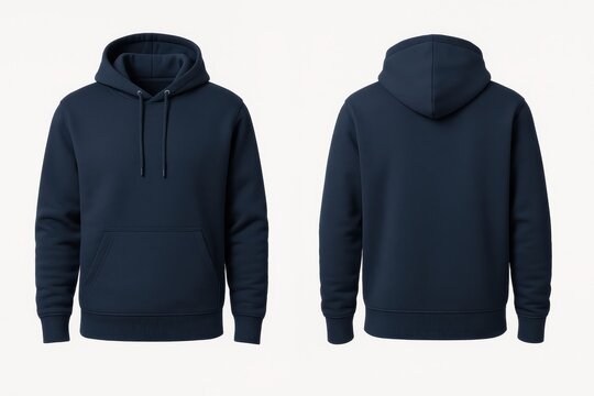 Navy blue hoodie mockup set showing front and back views on white background