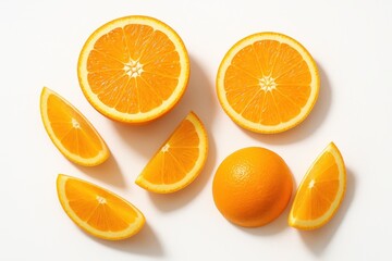 Fototapeta premium Vibrant orange slice collection with perfect citrus photography and clean white background