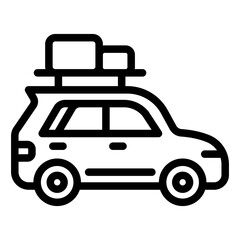 car trip outline icon for travel by road journey