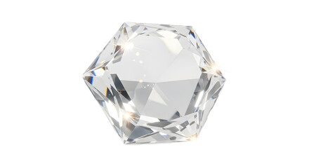 Transparent Diamond Jewel with Facet Cut Isolated on Black Background Sparkles with Reflected Light