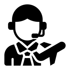 agent help glyph icon for travel support service