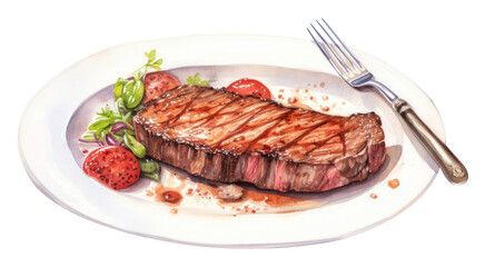 PNG Steak on a plate food gourmet grilled.