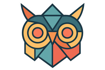 Fototapeta premium Geometric owl silhouette symbolizing learning, intelligence, constructed from angular shapes against translucent background
