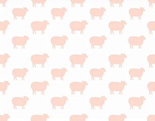 Fototapeta premium ピンク色の羊が並んだパターンのシンプルな背景