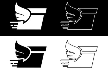 Fast Delivery Icon: Winged Package for Express Shipping Services