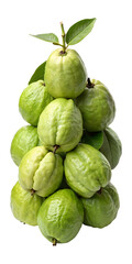 Fototapeta premium Pile of fresh organic green guavas stacked atop each other, studio shot