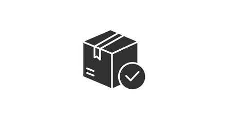 A dark gray box with a check mark indicating a successful delivery on a plain white background space