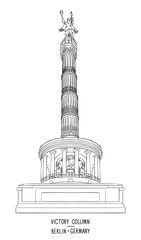 Victory Column in Berlin hand drawn vector illustration