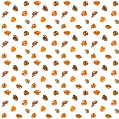 Monstera Leaves Pattern in Autumnal Colors