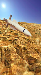 The GBU-57 MOP (Massive Ordnance Penetrator) is a precision-guided, bunker buster bomb. The missions are reaching and destroying deep underground bunkers or well-protected facilities. 3d rendering