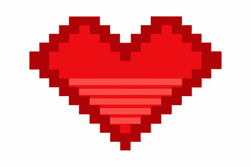 Fototapeta premium Red pixel heart with arrow, ribbon, and star icon for love, sale, or web design