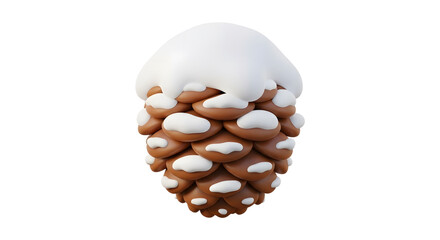 Fototapeta premium 3D Rendered Pinecone Covered In White Snow On Brown Scales Against Transparent Background