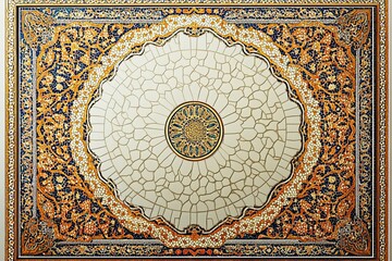 Fototapeta premium Exquisite geometric patterns and intricate details in an ornate ceiling design