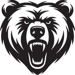 Illustration of a bear head with sharp teeth and angry expression on a white background image art