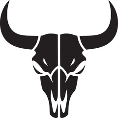 Isolated black and white bull skull with horns graphic design on a white background vector art
