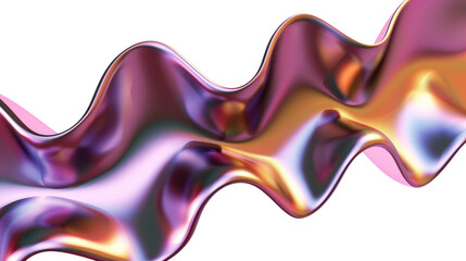 Colorful Abstract Waves with Smooth Fluid Movement and Vibrant Reflection on Transparent Background