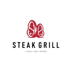 steak logo design concept steak meat bbq simple illustration symbol template food meat delicious brand product cafe and restaurant business