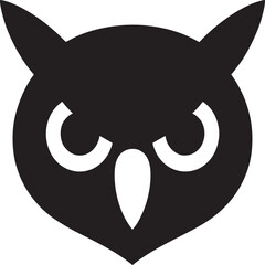 A minimalist black and white owl logo design with sharp features on a white background simple style