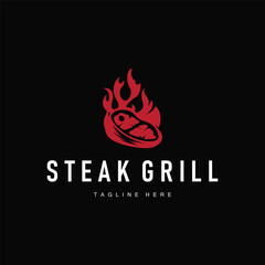 steak logo design concept steak meat bbq simple illustration symbol template food meat delicious brand product cafe and restaurant business