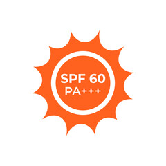 SPF 60 PA flat vector icon
