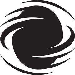 Abstract black swirling shape with sharp edges on a light beige background in a simple design